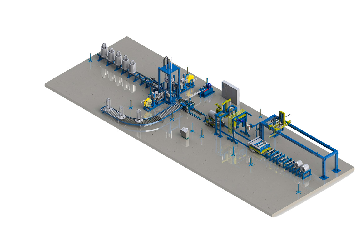 Línea automática de embalaje para bobinas de alambre de SAIZAR