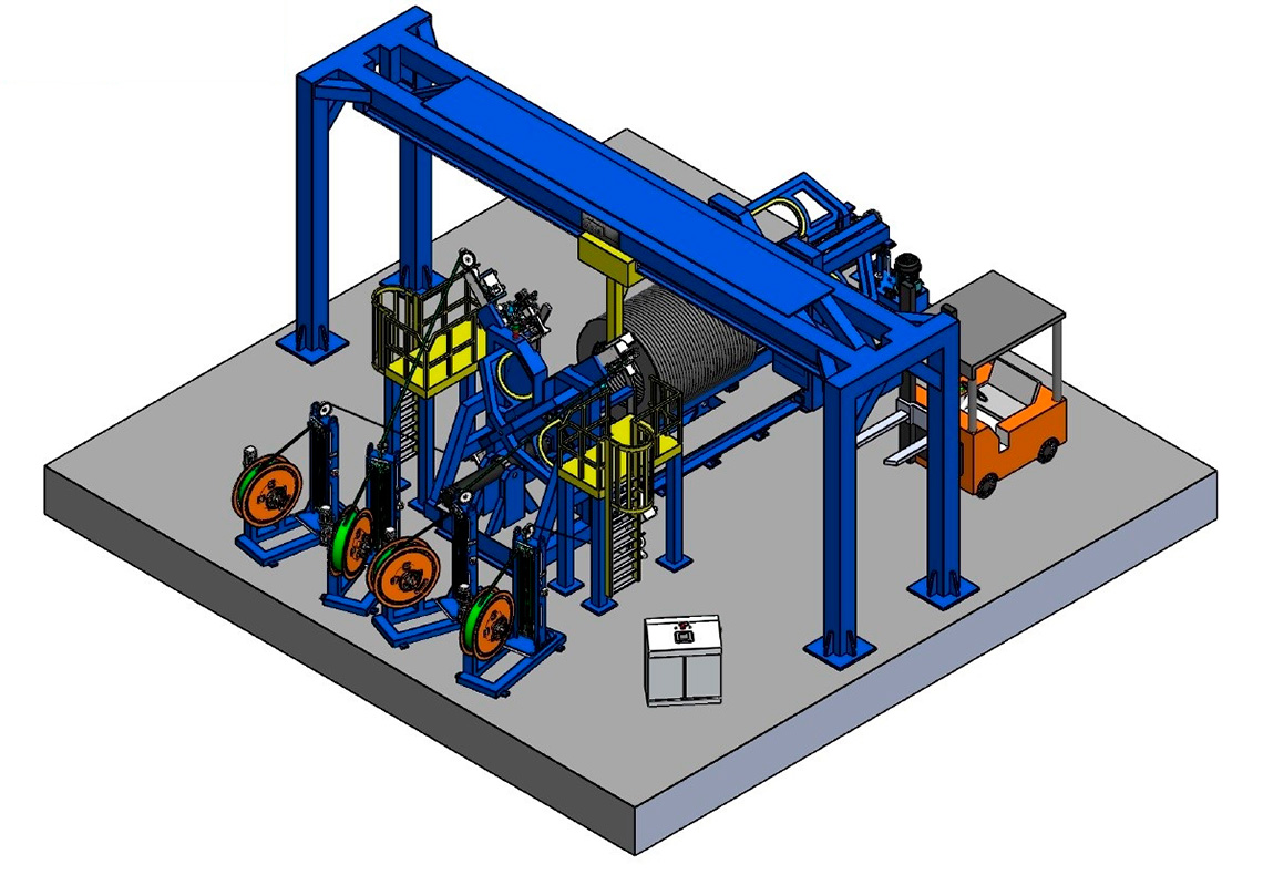 Línea automática de compactado y flejado para bobinas de alambre de SAIZAR