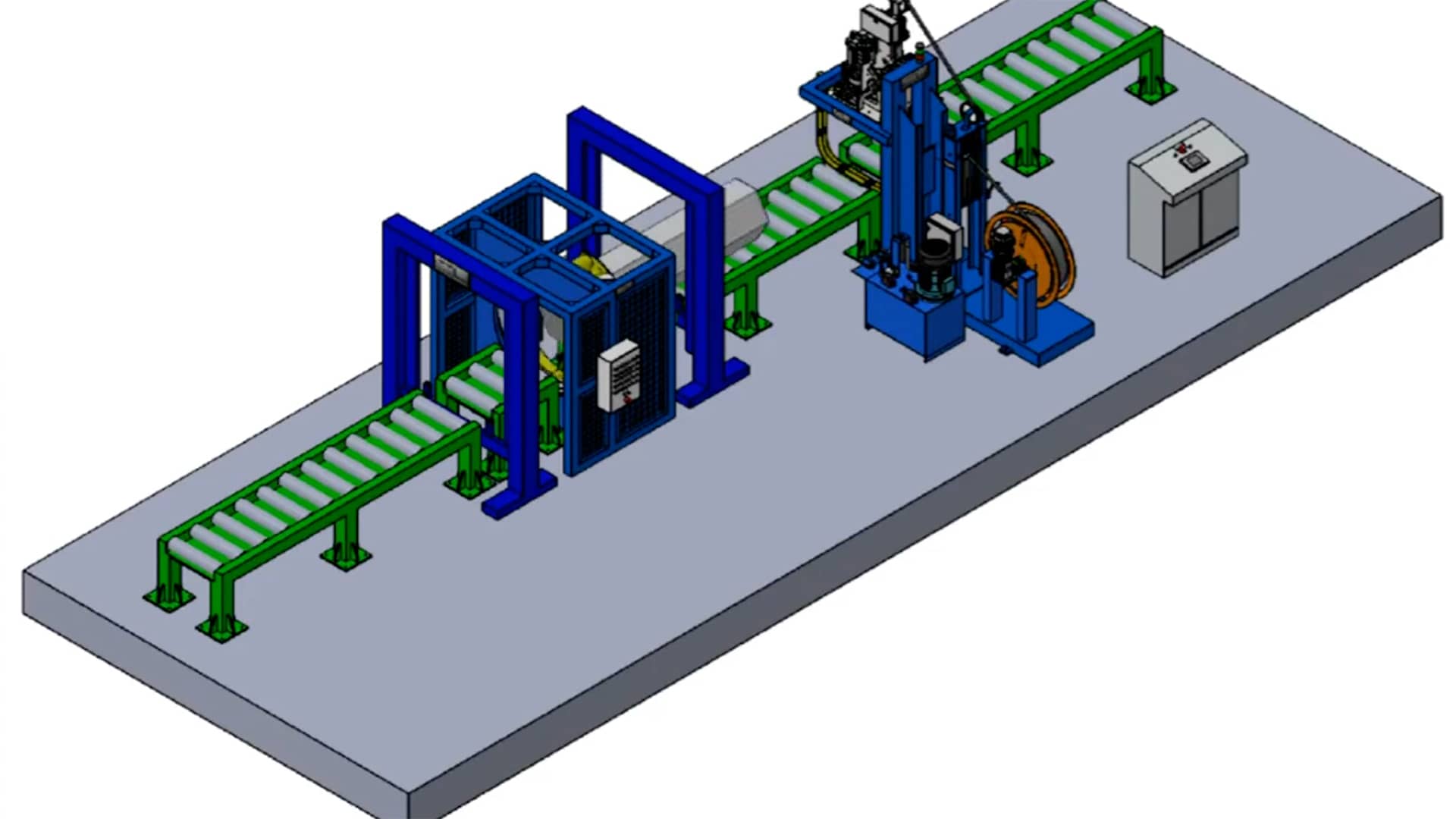 Línea de flejado y plastificado para paquetes de SAIZAR