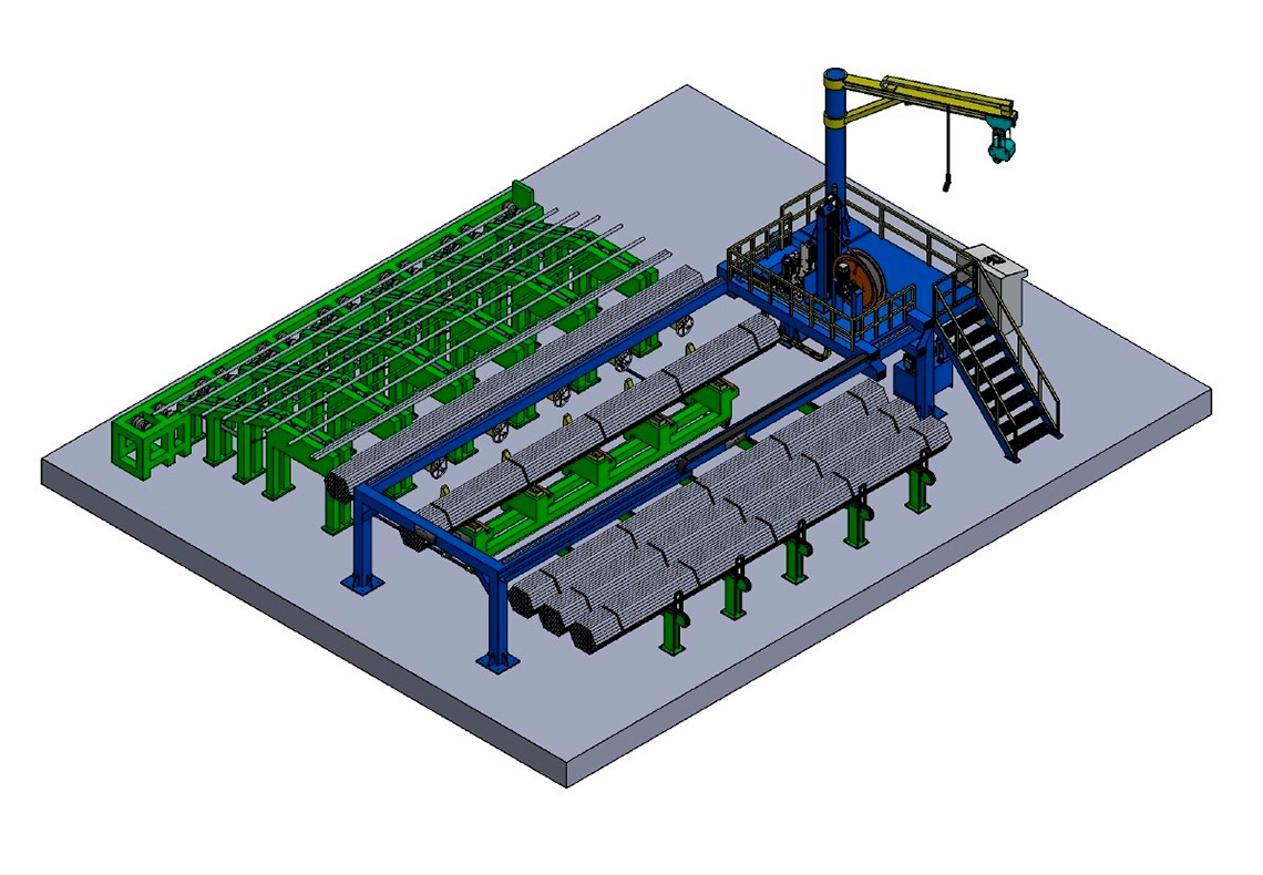 Línea automática de formación y flejado de tubos y tuberías con salida frontal de SAIZAR