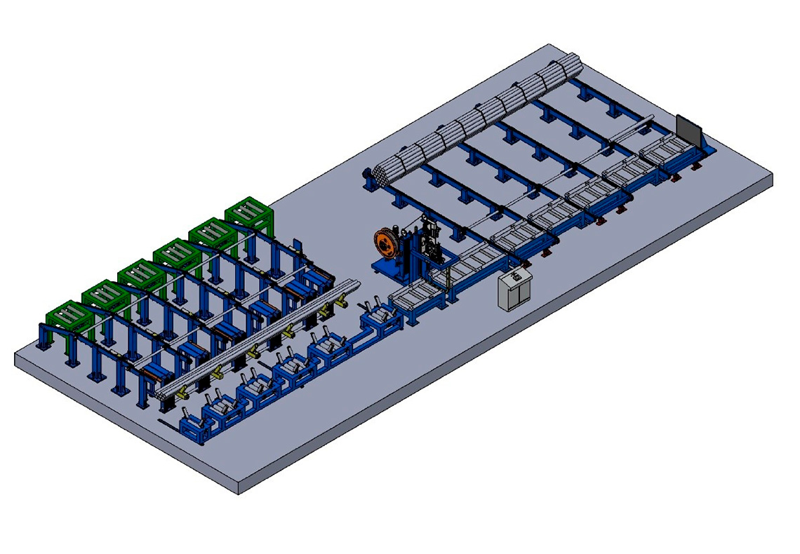 Línea automática de formación y flejado de paquetes con salida lateral de SAIZAR